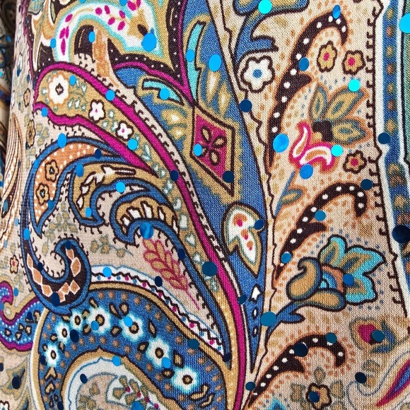 Vintage Dressbarn Womens Paisley Bell Sleeve Tie Back Top Size Large Boho Y2K - Picture 4 of 13